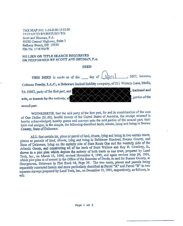 Deed page 1 of 3 - Tax Map No. 1-34-9.00-1112.00